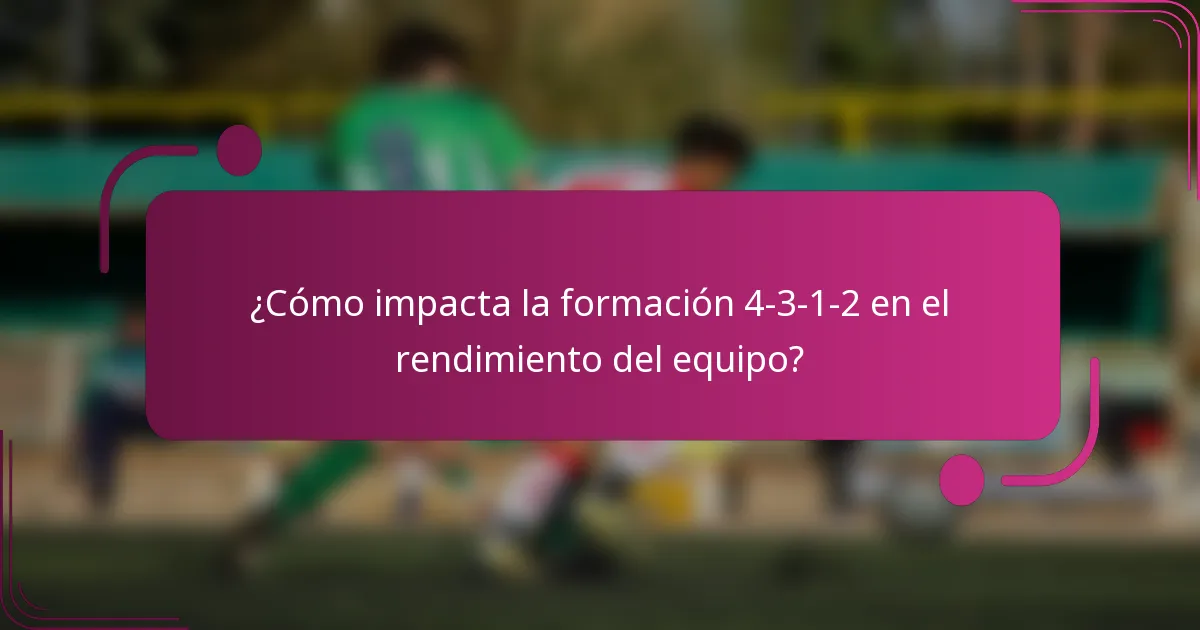 ¿Cómo impacta la formación 4-3-1-2 en el rendimiento del equipo?