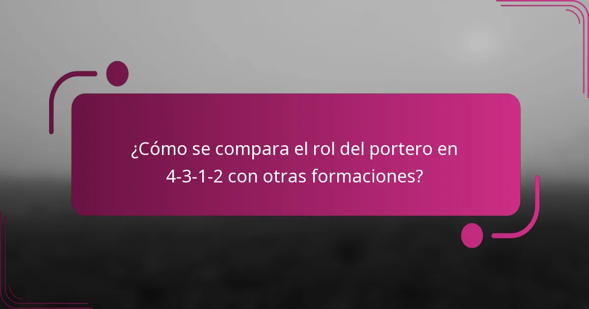 ¿Cómo se compara el rol del portero en 4-3-1-2 con otras formaciones?